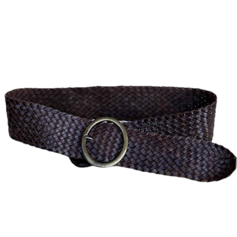 Jessica Simpson Boho Western Y2K Brown Woven Braided Leather Wide Belt Large